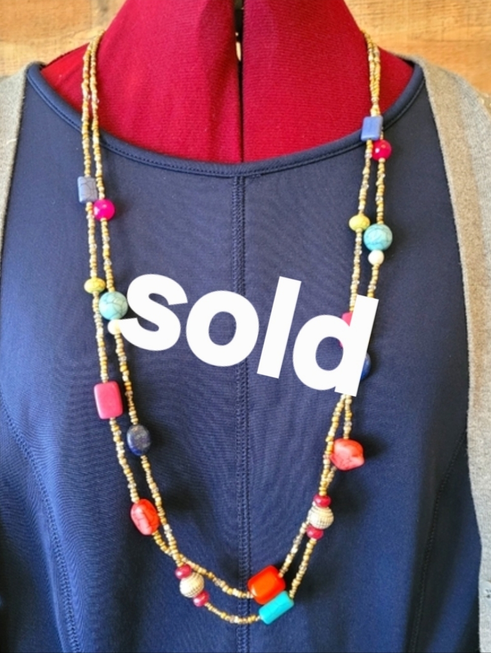 Chicos Multi strand, multi colored gold necklace ✨️ with beaded bracelet